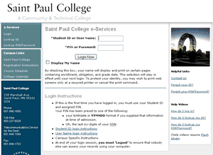 MnSCU eservices site with Saint Paul College look & feel